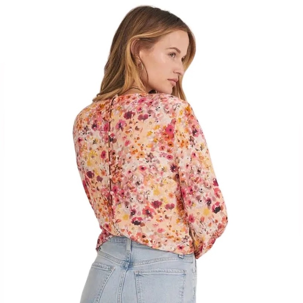 Favorite Daughter The Faye Shirt Button Back Floral Blouse Pink Anthropologie - Picture 4 of 14